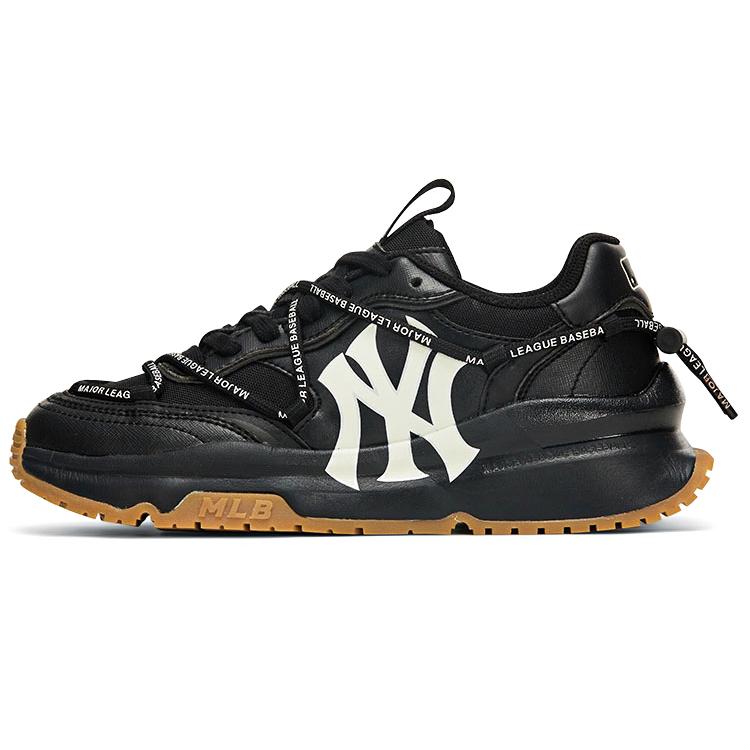 New MLB Chunky Runner New York Yankees Anti Slip And Wear Resistant Height Increasing Low Top Chunky Sneakers Unisex Black 3ASHCRR3N-50BKS
