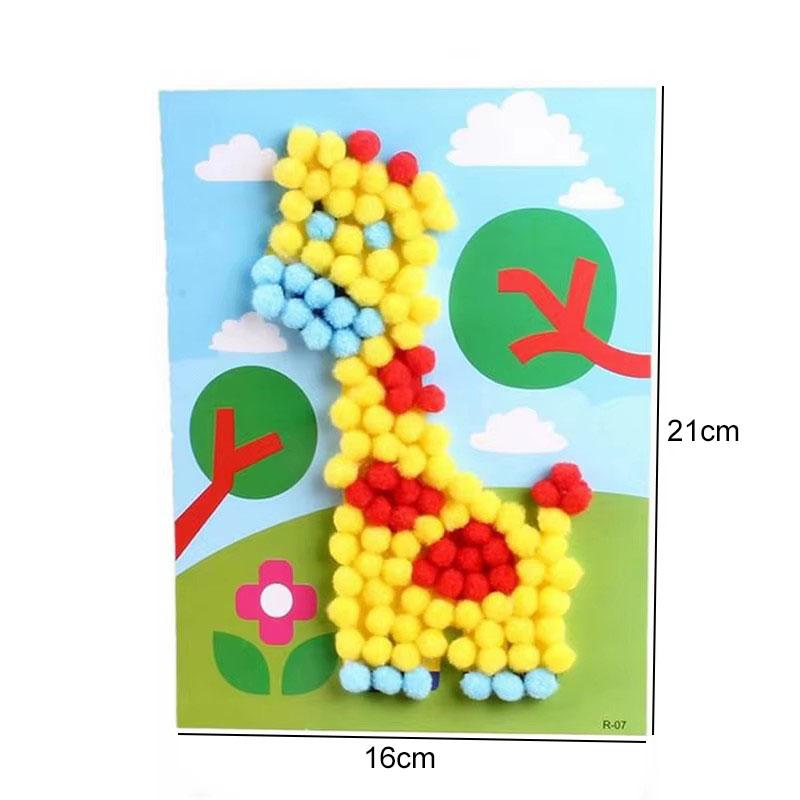 2/4PCS Children DIY Pompom Stickers Toys Early Education Kids Puzzle Handmade Creative Painting for Girls Boys Gifts TMZ