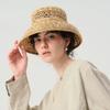 New French Retro Hollow Raffia Straw Bucket Hats Women Summer Travel Fashion Concave Top Sun Hats Ladies Hand Woven Beach Hat