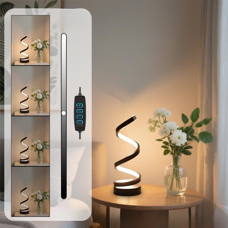 Oturma Odası İçin Masa Lambaları, Modern Spiral Dim Edilebilir LED Masa Lambası, Küçük Komodin Lambaları, Yatak Odası Ofis Ev İçin Komodin Lambası