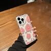 Pink Flower for Apple 14promax Mobile Phone Case 13/12/11 Xsmax New Airbag Transparent