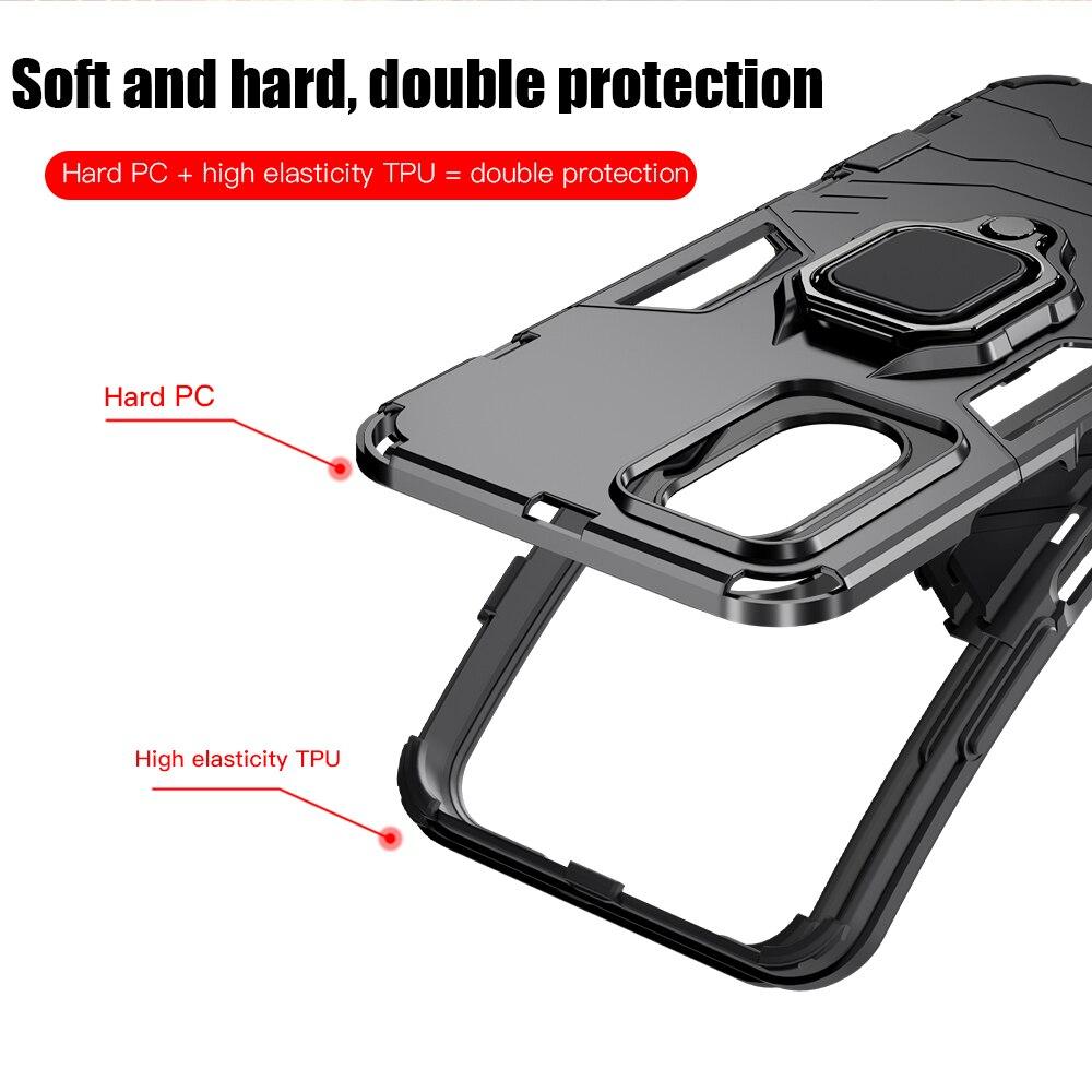 KEYSION Shockproof Armor Case for Realme C33 C35 C30 V20 Soft Silicone+PC Metal Ring Stand Phone Back Cover for OPPO A96 A76 4G