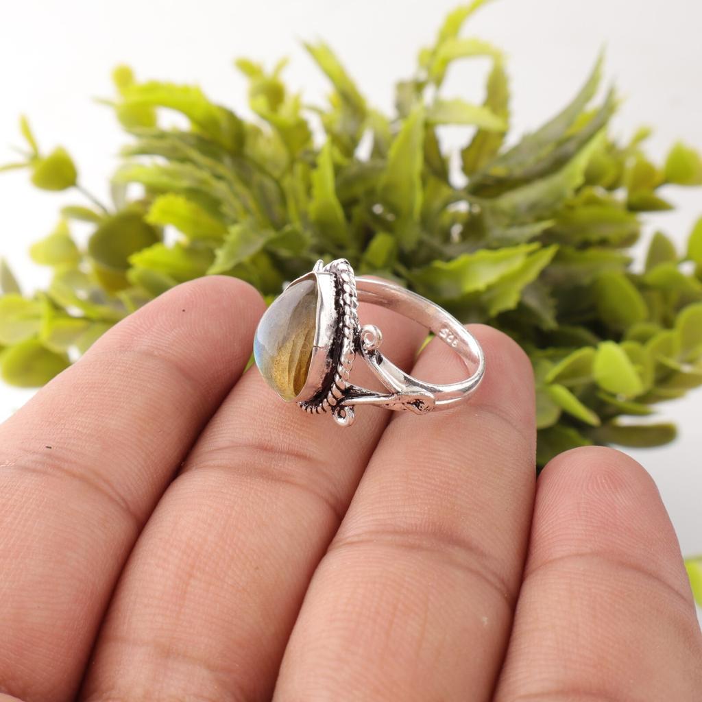 Labradorite Gemstone 925 Sterling Silver Jewelry Handmade Designer Ring For Gift RR-57-34