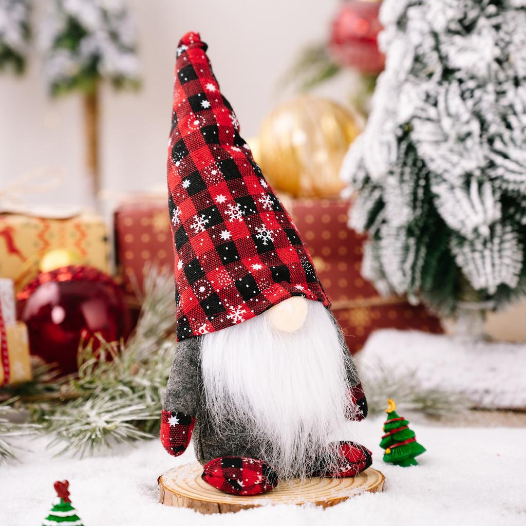 Gnome Whimsical Snowflake Doll In Red Black Checkered Hat Ideal For Cozy Celebrations Christmas