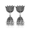 Indian Ethnic Style Boho Vintage Antique Alloy Carved Bell Tassels Drop Earrings Jhumki Jewelry For Women Party Accessories