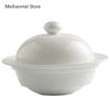 White Ceramic Bowl Home Steaming Egg Bowls Hotel Restaurant Tableware Chinese Soup Cup Ceramic Soup Bowl Round Bowls with Lid