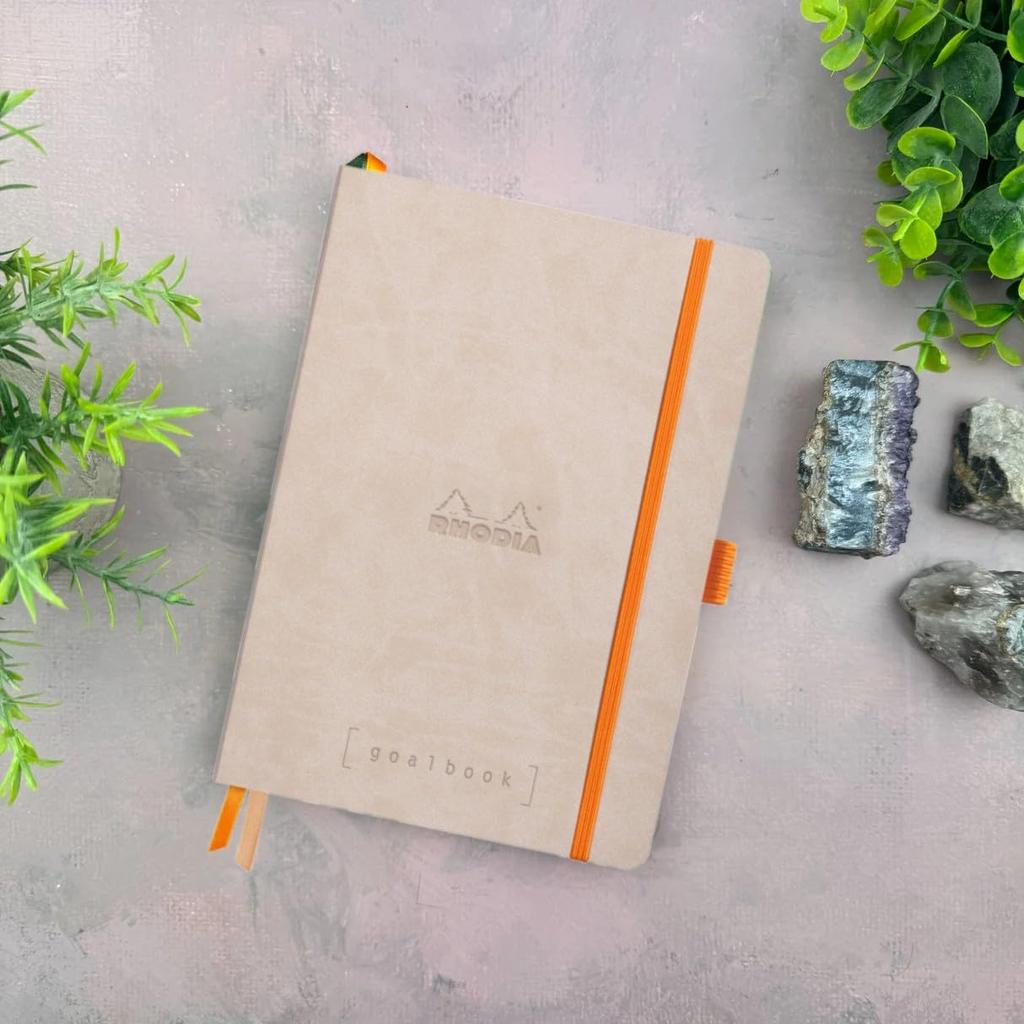 Rhodia Rhodia Rhodia Rama Goalbook A5 Dot 240 Italian Faux Leather Beige Notebook, Grid, Pages, Cover, (cf117745)