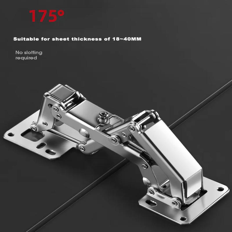 1Pcs Heavy 175°Without Punching Cabinet Door Adjustable Invisible Hydraulic Buffer Hinges W/Damping
