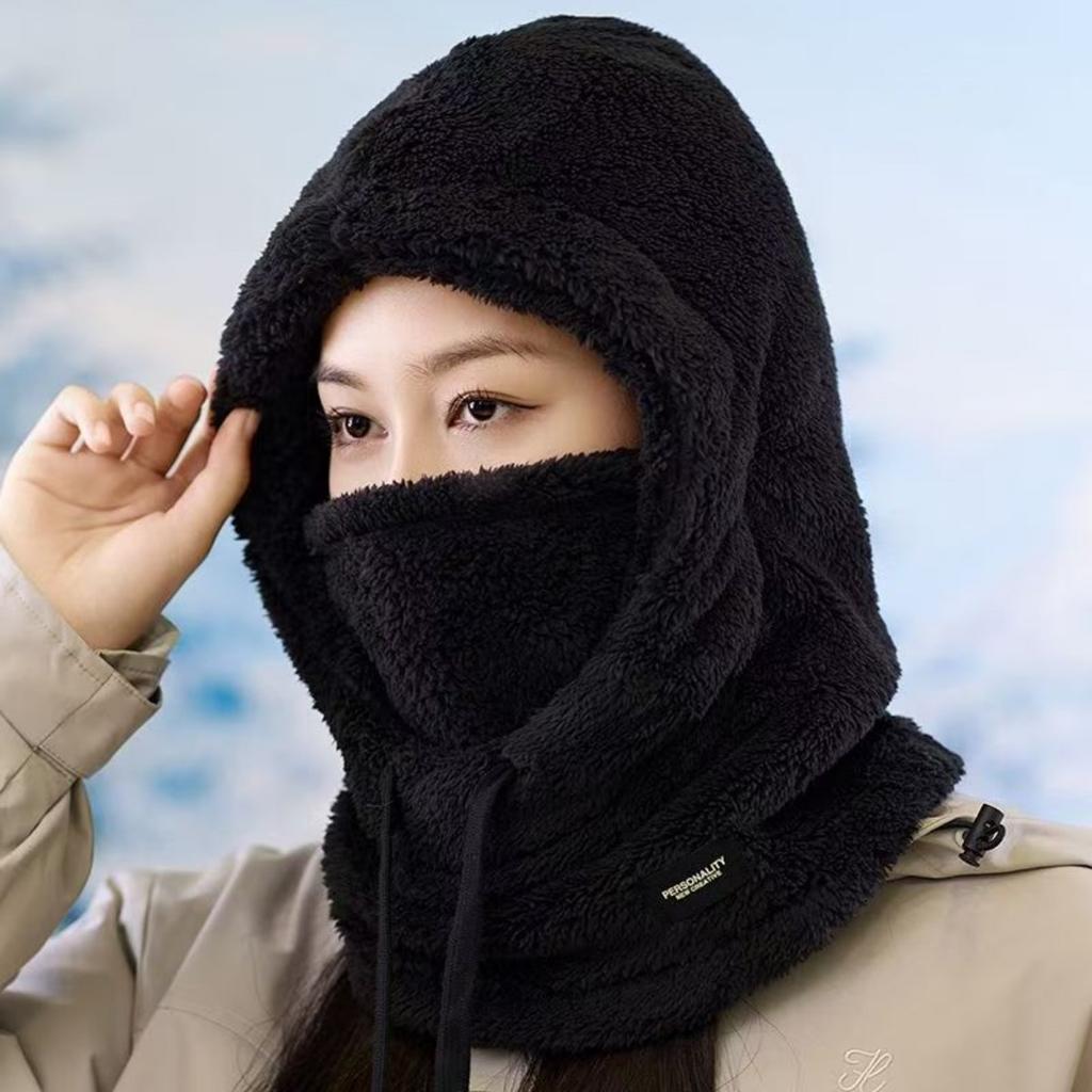 Winter Plush Cold Mask Hat - Elastic Drawstring Closure, Lightweight and Warm  Warm and Windproof Ear Protection Hat with Added Fleece