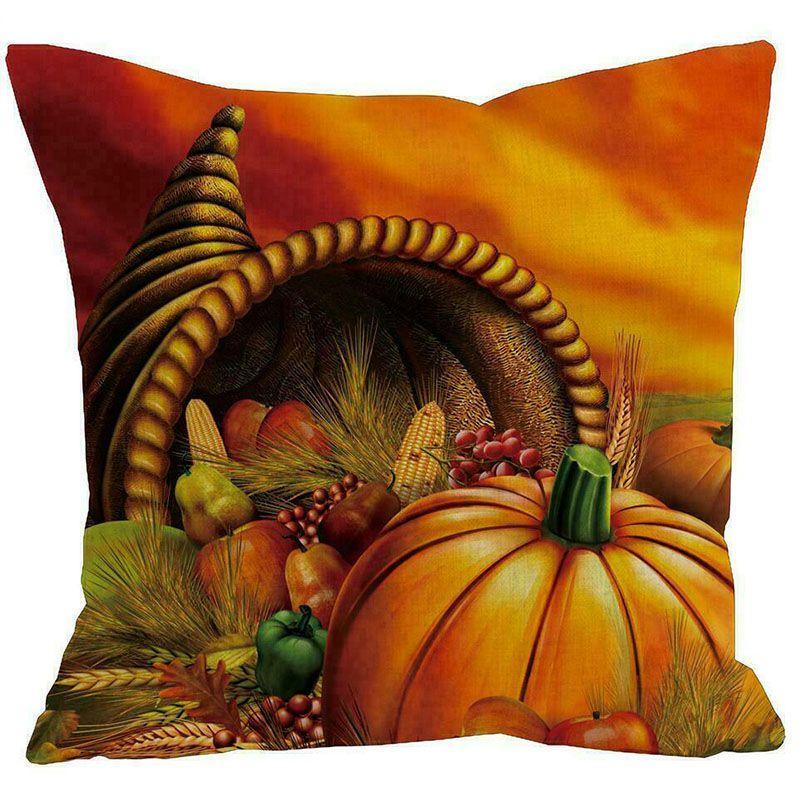 Cotton Linen Halloween Sofa Decor Cushion Cover With Stylish Pumpkin Design