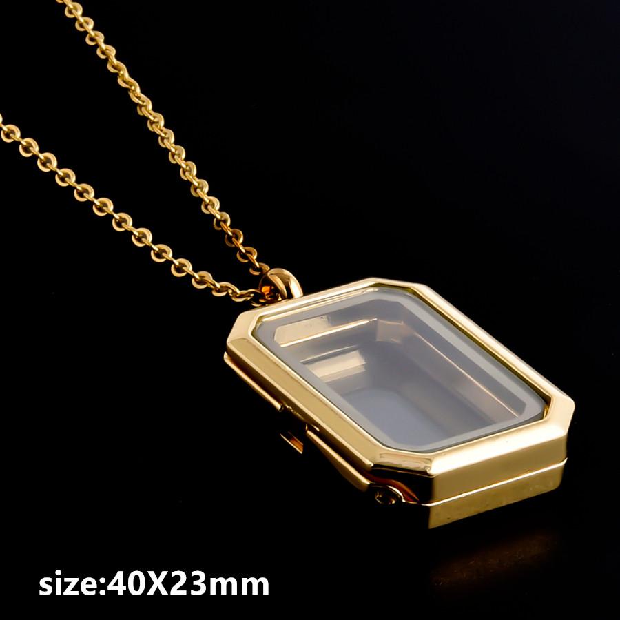 1pcs Alloy Pendant Magnet Locket Necklace Water Droplet Rectangle Heart Necklaces For Women Men DIY Photo Stainless Steel Chains