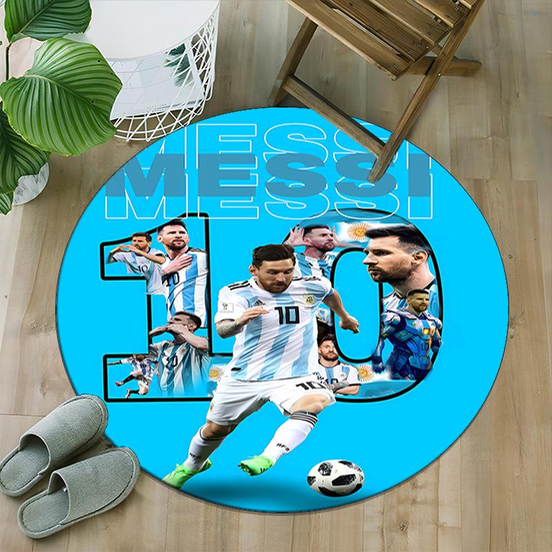 1pc Football Star (2) Print Round Carpet Chair Round Carpet Suitable for Bedroom Living Room Home Decorative Carpet