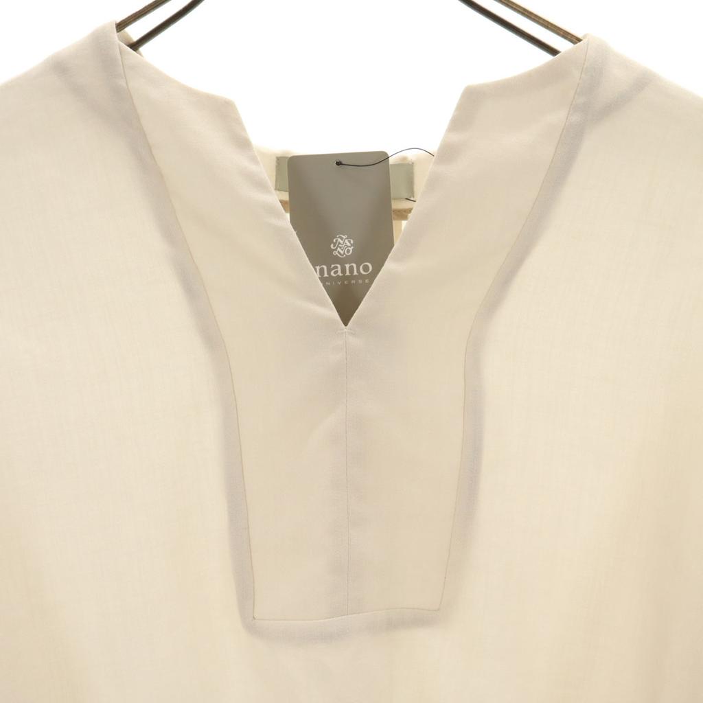 Unused Nano Universe Five-quarter Sleeve Key Neck Blouse 38 With Belt Women Used