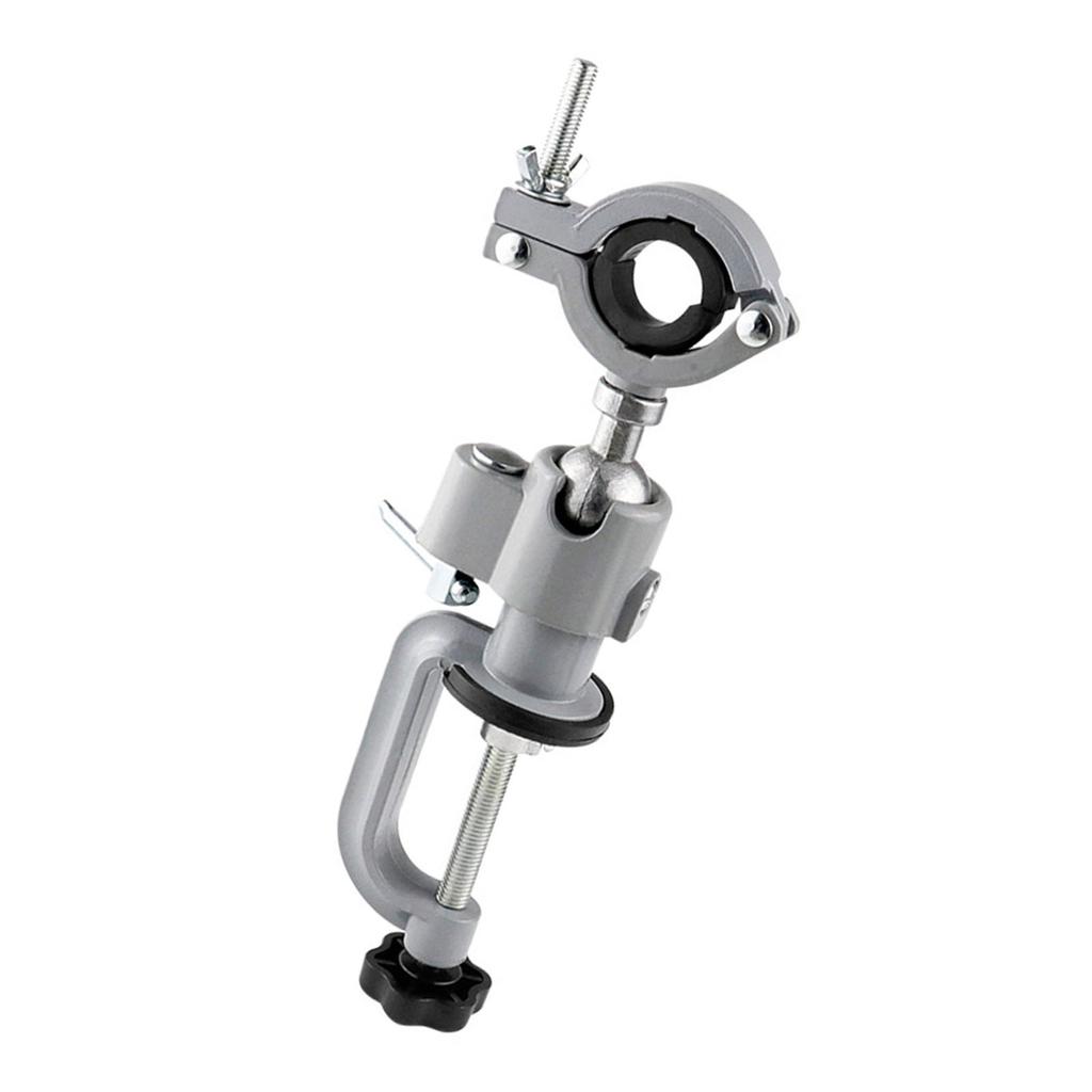 Morsa da banco girevole a 360 gradi Morsa da tavolo in alluminio Supporto per trapano elettrico per lavorazione del legno Metallo Plastica Strumenti di serraggio