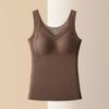 Winter Women's Seamless Cationic Warm Vest with Silk Ribbon Chest Pad and German Velvet