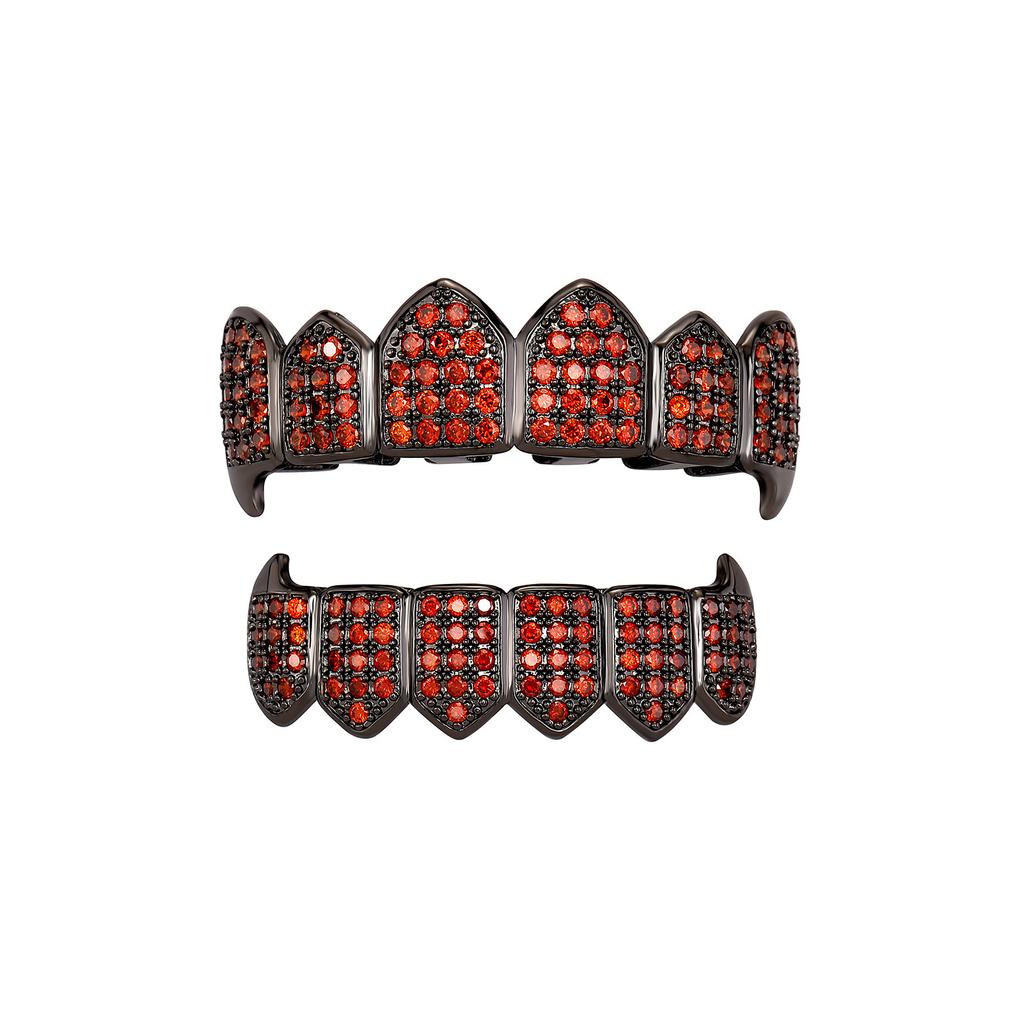 Colorful Bling Gold Teeth Grillz Men Hip Hop Full Diamond Zircon Copper Plated Dental Accessories