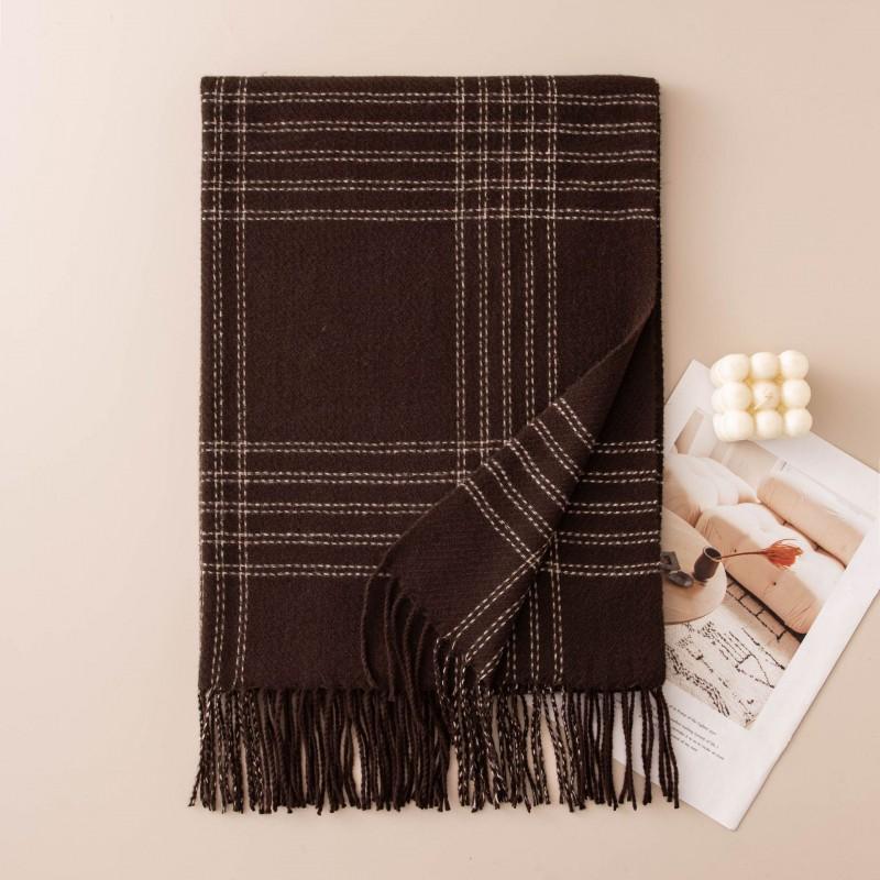 Premium Vintage-Style Faux Cashmere Scarf Thick Plaid Wrap Winter Fall Unisex Elegant Warm Neckwear