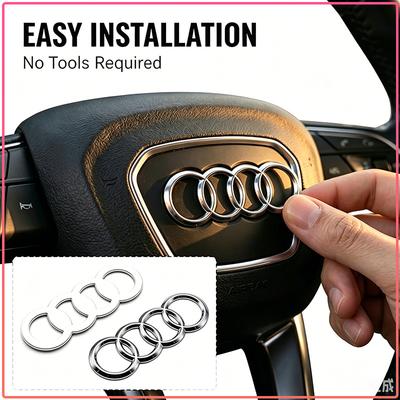 1Pc Car Steering Wheel Center Ring Cover Self Adhesive Metal Decal Styling For  Qwe12 B5 B6 A1 A7 A8 Q2 Q3 Q5 Q7 A3 8P 8V 8L A5 A6