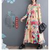 New Large Size Loose Thin Fashion Long-sleeved Printed Mid-length Dresses