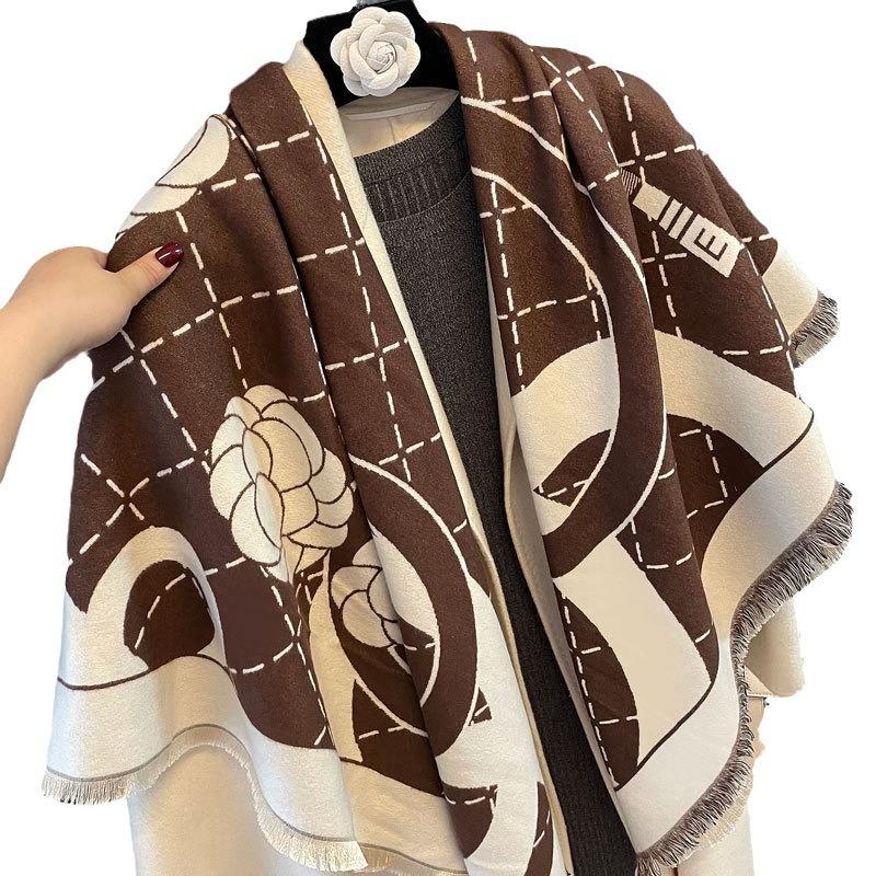 Fashion New Rhombus Grid Jacquard Square Scarf Women's Light Luxury High-end Imitation Cashmere Shawl Autumn and Winter Versatile Warm Scarf