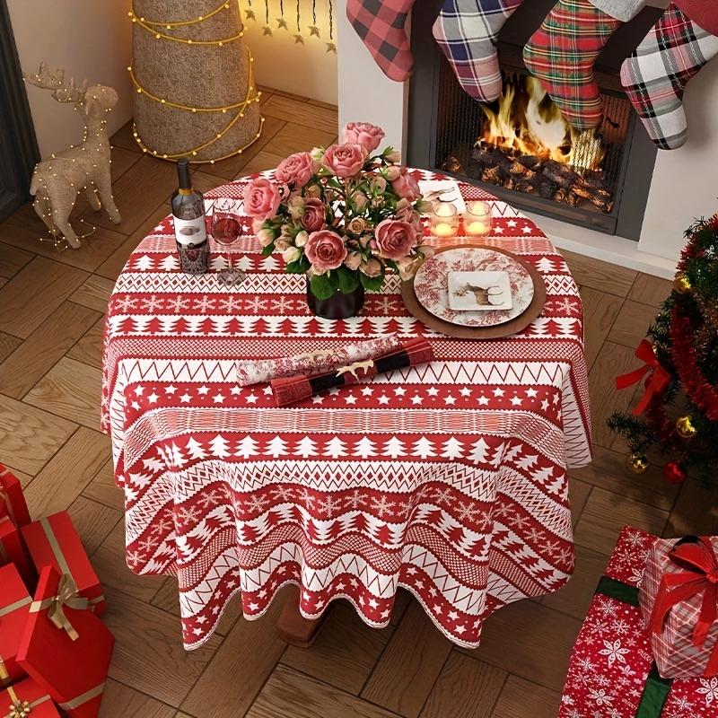 

WTEMPO Christmas Gift Festive Home Decorations Christmas Round Printed Tablecloth Christmas Indoor & Outdoor Party Tablecloth Kitchen Accessories 1pc красный
