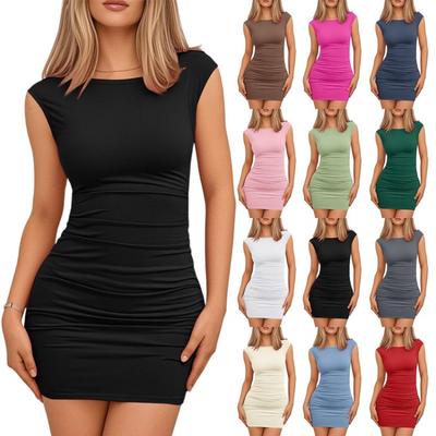 Saia Midi Sexy Envelope Peça Única Slim Fit Cor Sólida Pregas nos Glúteos Feminina