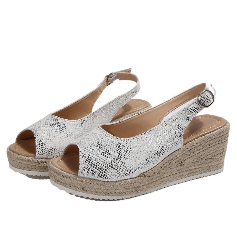 Fashion Plus Size 2025 Summer Peep Toe Women's Sandals Platform print Buckle Strap Wedges Round Toe Sandals for Outdoor Casual Shoes