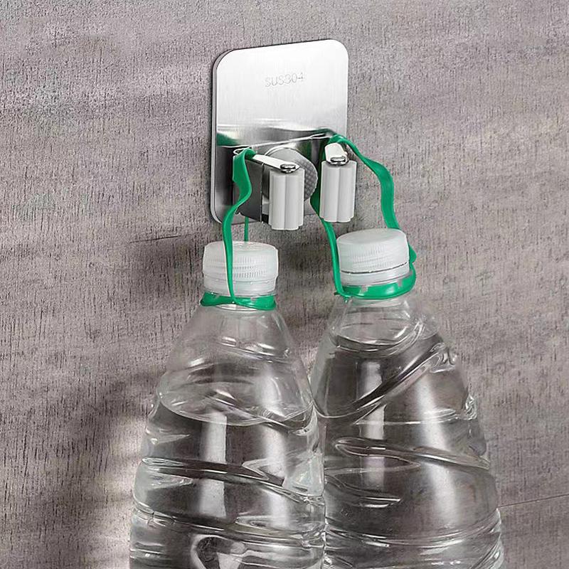 1pc Stainless Steel Mop Holder Hook Wall Mounted Mop Organizer Rack Brush Broom Mop Hanger Kitchen Bathroom Storage Strong Hook