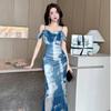 Oil Painting Mesh Cami Bodycon Skirt: Sexy Summer Vacation Dress