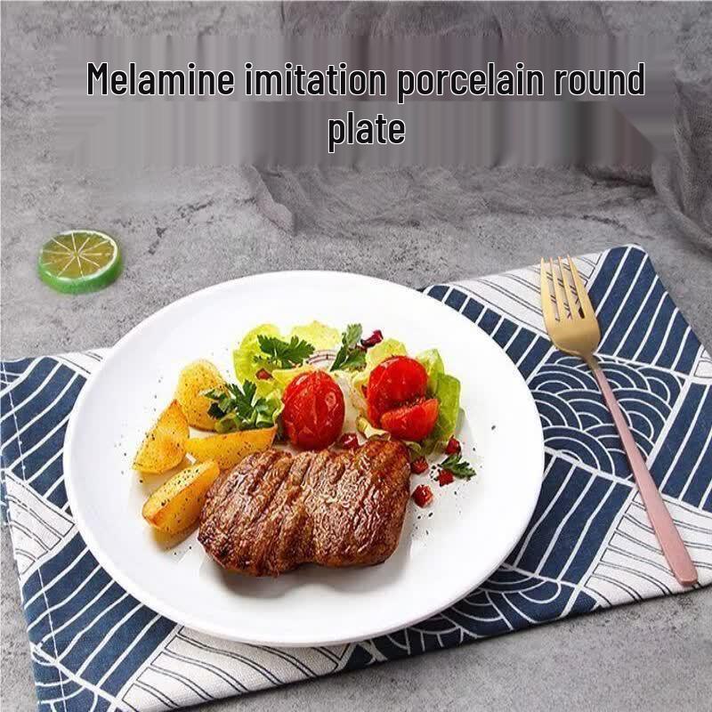 Qianxing White Melamine Deep Round Dinner Plates