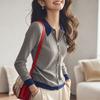 Gray Splicing Knitted Sweater Women's Autumn and Winter New Single-breasted Long-sleeved Bottoming Top Temperament Lapel Jacket