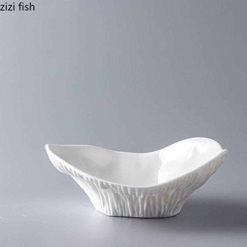 Ceramic Soup Bowl Household Shell Shaped Salad Bowl Dessert Bowl Ice Cream Bowls Snack Bowls Fruit Bowls Kitchen Supplies