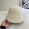 Autumn and winter new rabbit fur knitted bucket hat women's fashion literary warmth straight fisherman hat
