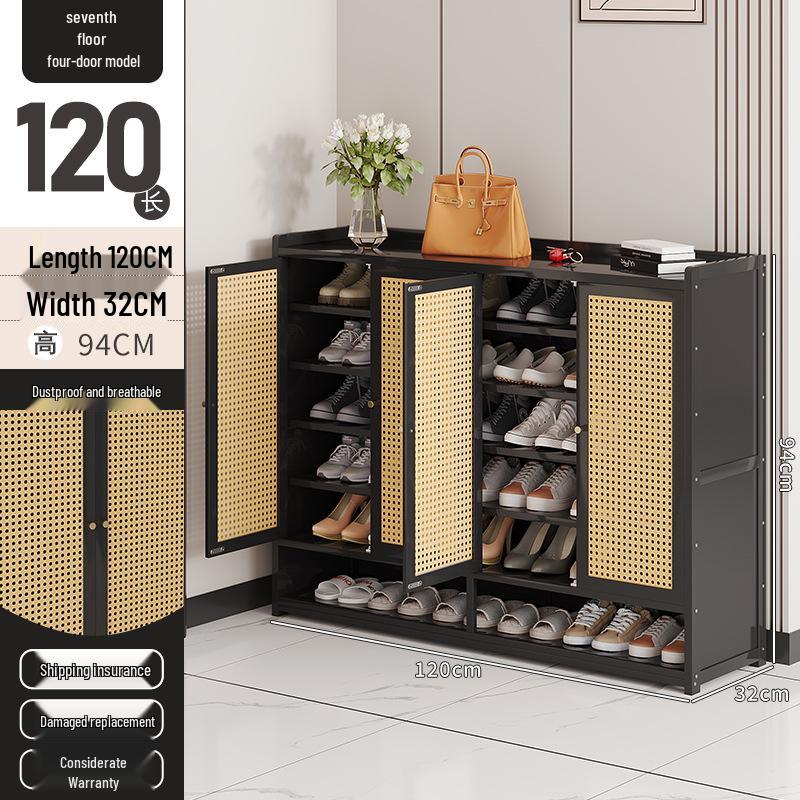 Japanese Rattan Dustproof Shoe Cabinet - Compact, Large-Capacity Entryway Storage Rack