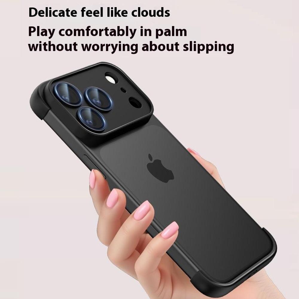 For iPhone 17 Pro Frameless Case Corner Edge Protection TPU Silicone Cover with Camera Lens Protector