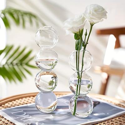 New Nordic Glass Bubble Vase INS Flower Arrangement Modern Creative Spherical Flower Vase Home Decor Christmas Birthday Gift Pot