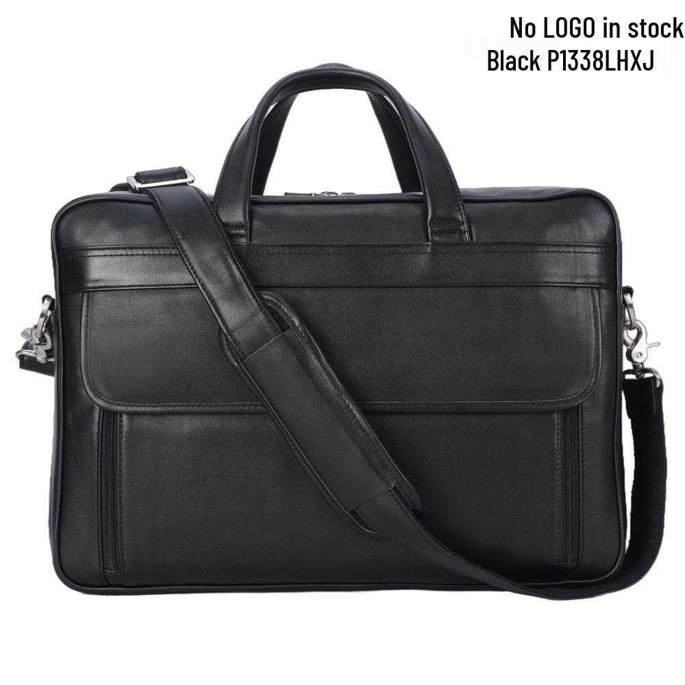 Genuine Leather Men's 17-inch Laptop Briefcase, Crossbody Cowhide Commuter Bag