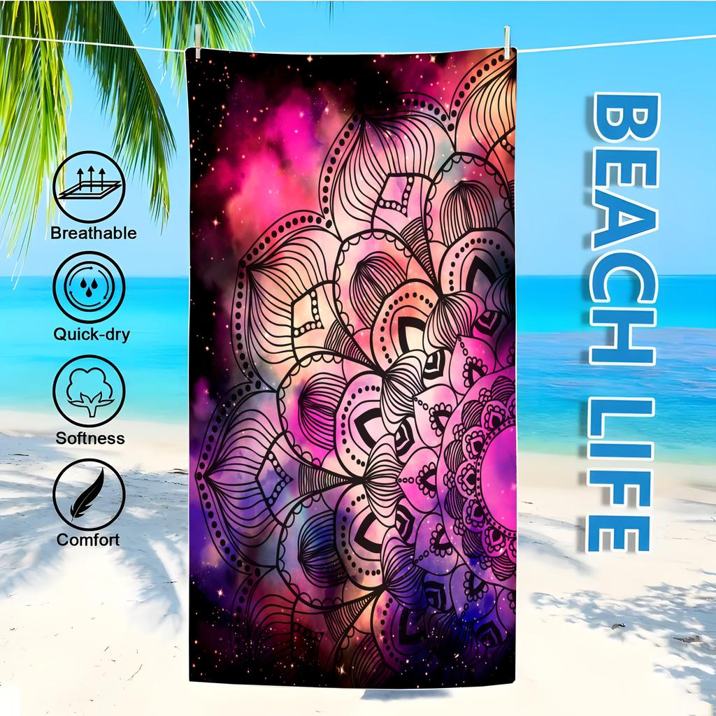 Microfiber Beach Towel Exquisite Prints Thin Quick Dry Absorbent Extra Large Towel for Beach Swimming Camping Yoga Bath Sports