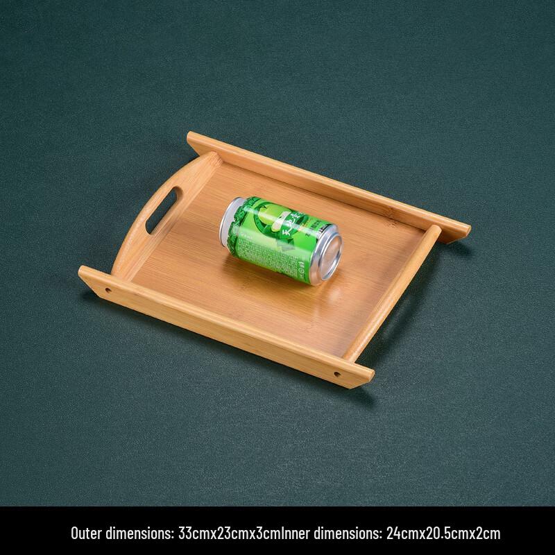 Rectangular Bamboo Wood Serving Tray with Handles