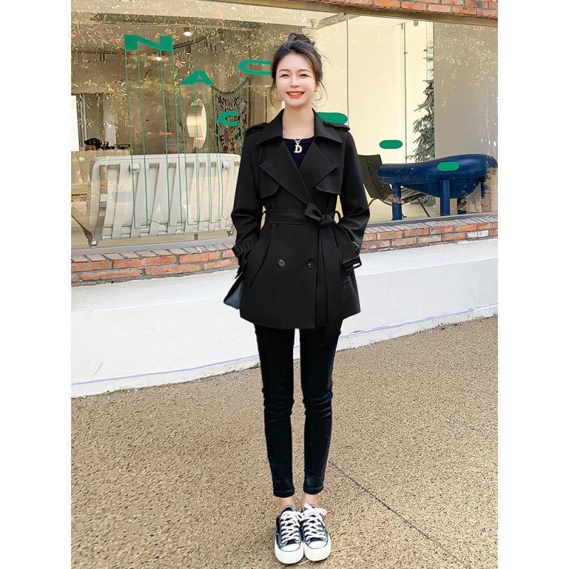 

Женский тренч цвета хаки в стиле Хепберн, весна/осень 2025, корейская модная верхняя одежда S (Recommended for 85-100 lbs)