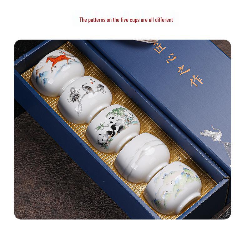 High-Grade White Porcelain Tea Tasting Cup Set with Gift Box - Business Souvenir