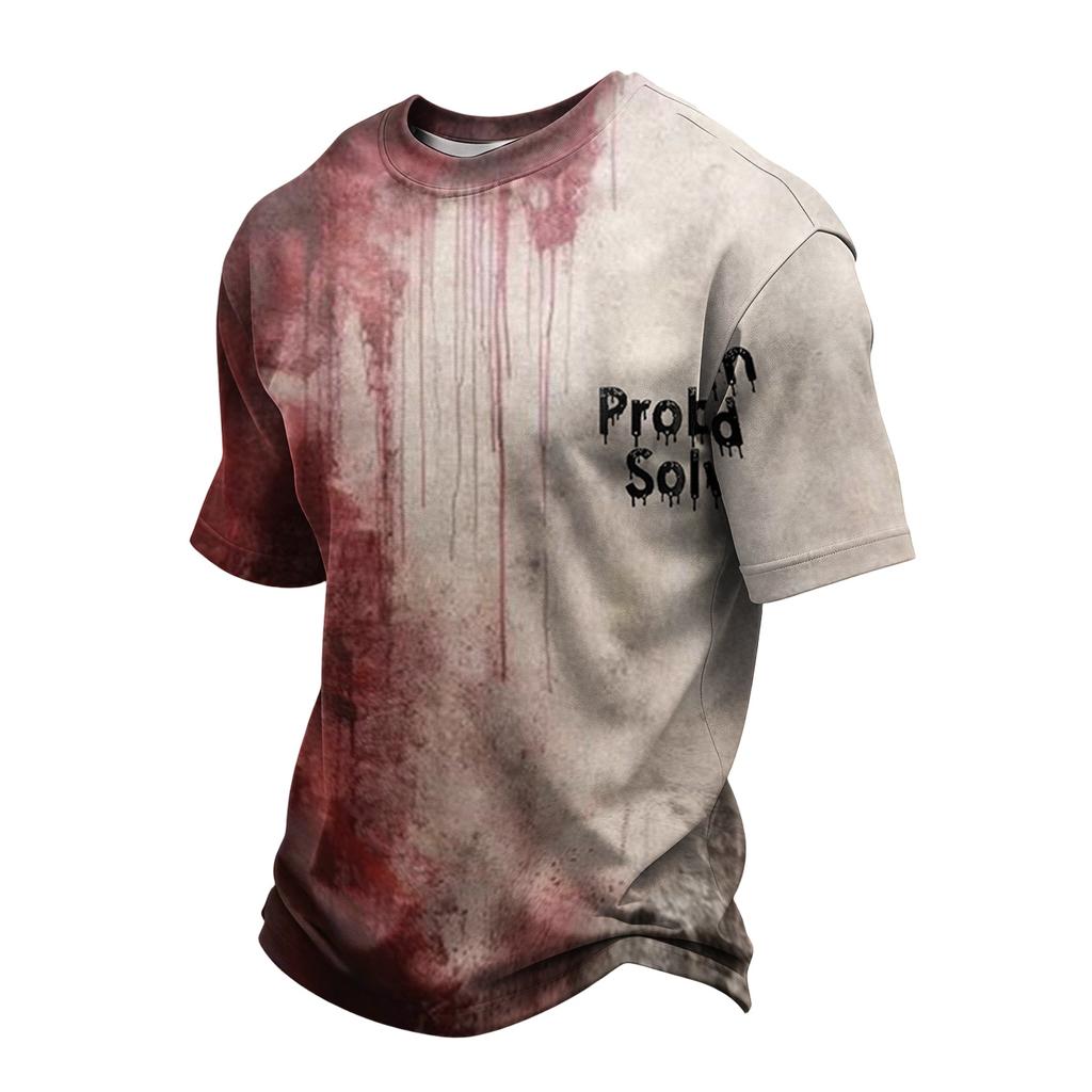 Men's Quick Dry Short Sleeve T-Shirt, Breathable Mesh Lightweight Tee with Halloween Print, Casual Round Neck Summer Top