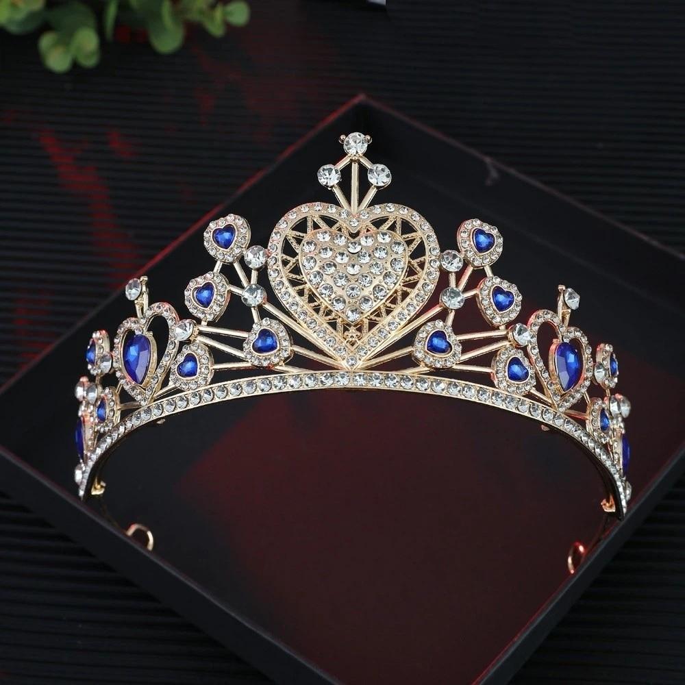 Huvudprydnader Kristall Brudtiara Krona Flerfärgad Bröllopshår Tiara Fantastiska Accessoarer