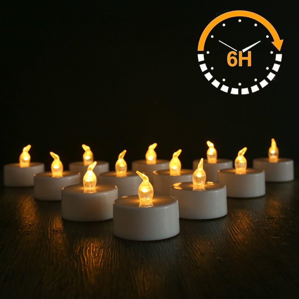 Flameless Flickering LED Tea Lights with Timer 6 Hours On & 18 Hours Off In 24Hours Cycle Automatically LED Votive Candles Light