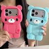 3D Cartoon Niedlich Blau Einzigartig Blutiges Design Bär Für iPhone 16 Plus 17 Pro Max 15 14 13 12 Pro Max Handyhülle Weiche Silikonhülle