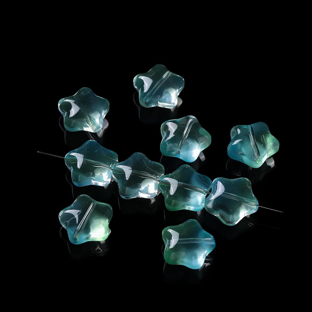 10pcs Colored Star Shaped Beads Glass Spacer Loose Beads for DIY Phone Chains Necklaces Bracelets Crafts Jewelry Making Findings