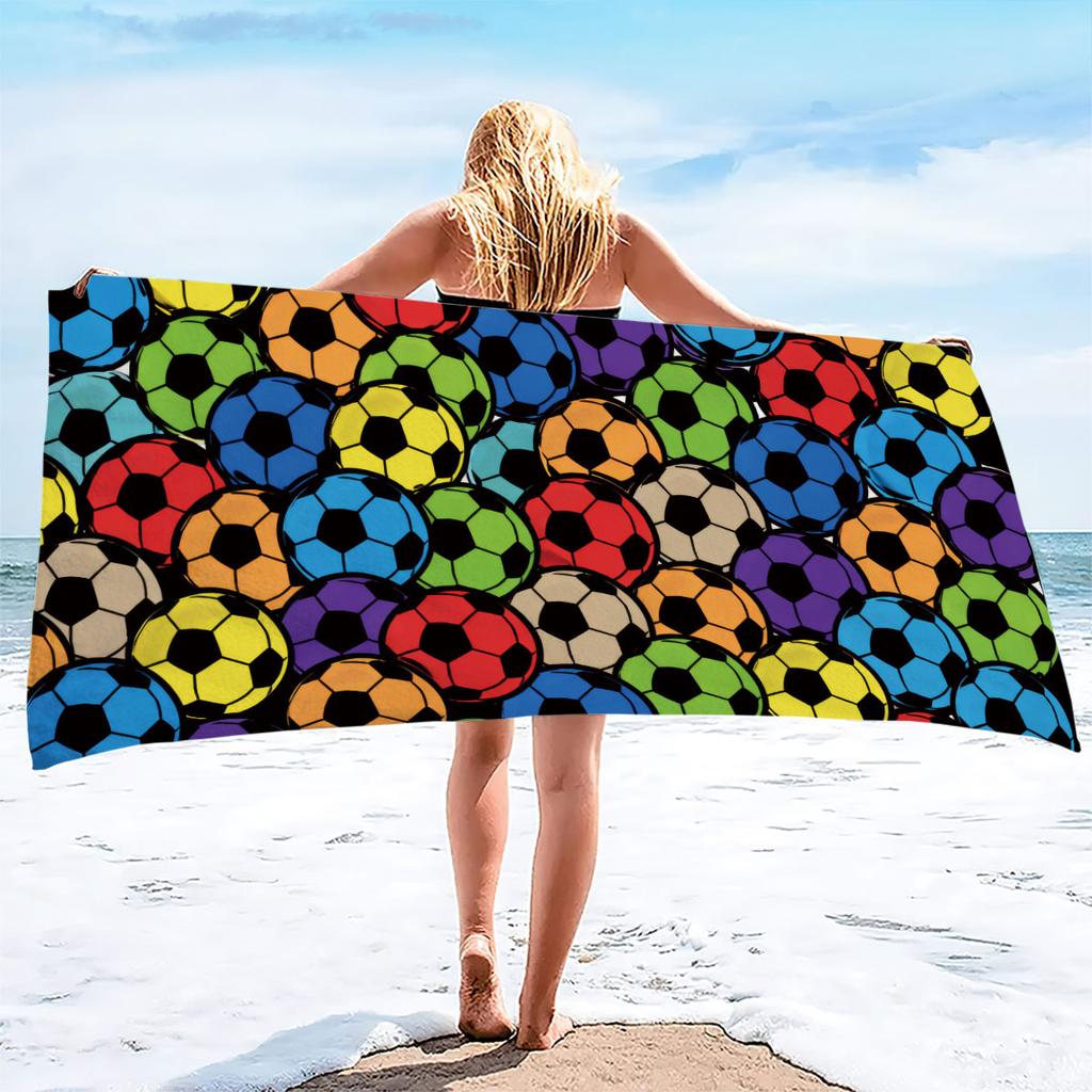 1pz asciugamano con stampa di calcio Sportivo Asciugatura Rapida Super Assorbente Asciugamano da Campeggio Super Morbido Leggero Palestra Nuoto Yoga Asciugamano da Spiaggia