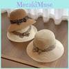 Trendy Large Brim Straw Sun Hat With Patterned Ribbon For Summer Beach And Garden Wear