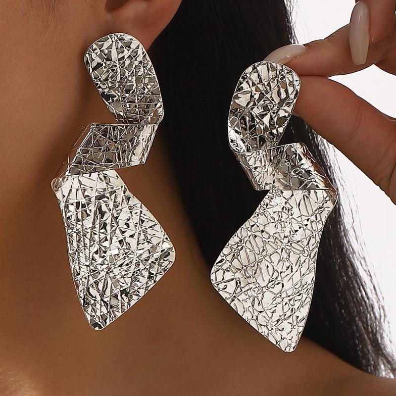 Personality Fashion Earrings Cold Wind Irregularly Folded Geometric Alloy Earrings