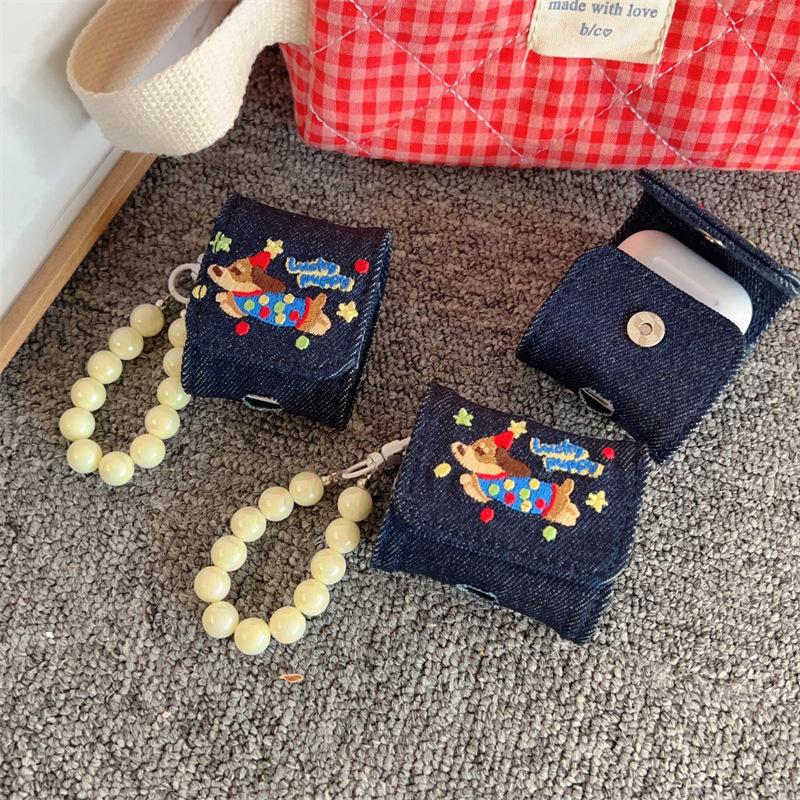 Cute Denim Earphone Bag Case For Earphone Protector Cover Headset Box Cases Wireless Bluetooth Earphone Accessories
